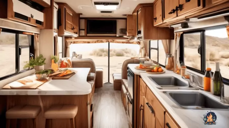 Alt text: Easy RV Meals: A bright and inviting RV kitchen flooded with natural light, featuring delicious and effortless recipes for life on the road.