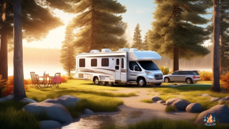 Discover the beauty of RV camping in a well-lit campground surrounded by stunning natural scenery. This photo showcases a vibrant landscape with an inviting RV exterior, open windows, and a welcoming awning. Sunlight streams through the curtains, illuminating the cozy interior. Learn all about RVs and embark on your own unforgettable adventures.