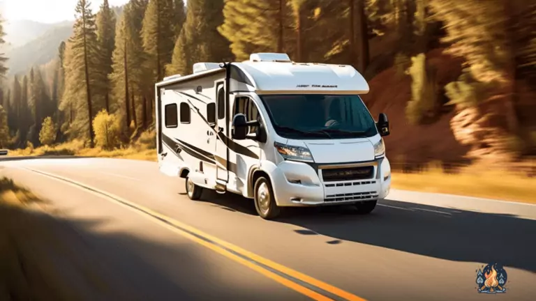 Beginner-friendly RV driving through sun-drenched open road, highlighting license requirements