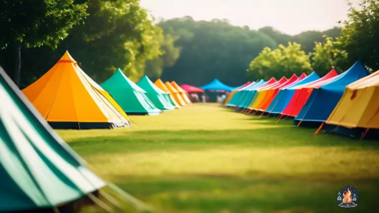 Colorful array of high-quality tents displayed in a spacious outdoor setting on a sunny day, showcasing the design and features of each tent.