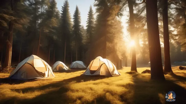 Discover the perfect tent size with our comprehensive Tent Size Guide, depicted in a sunlit campsite photo. Various tents of different sizes are showcased, creating a perfect blend of spaciousness and coziness in bright, natural light.