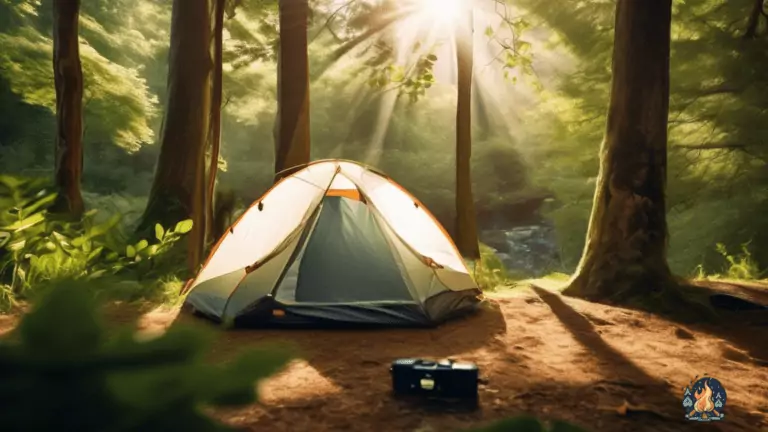 Experience the Freedom of Ultralight Camping: A backpacker's tent illuminated by natural sunlight, highlighting its featherweight design and impeccable craftsmanship amidst a scenic backdrop of vibrant greenery.