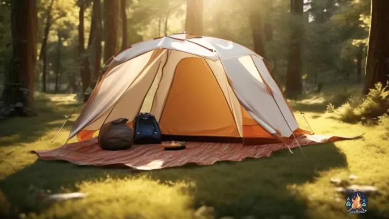 Stay shaded and protected with a tent featuring a built-in canopy, providing relief from bright natural light at a sunlit campsite.