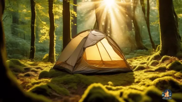 Experience the beauty of lightweight camping with our ultralight tent options, showcased in this serene forest scene. Sunlight filters through the trees, casting a warm glow on the transparent tent fabric, illuminating the moss-covered ground.